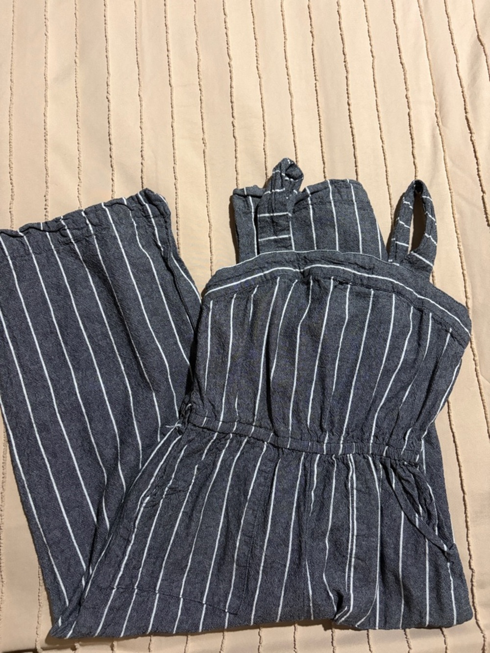 Girls Bebe Dark grey and White Striped Girls One-Piece jumpsuit